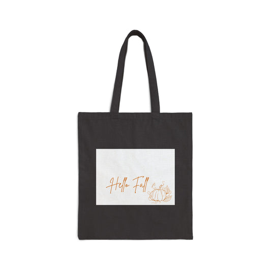 Hello Fall Canvas Tote Bag — Autumn Pumpkin Eco Shopping Tote